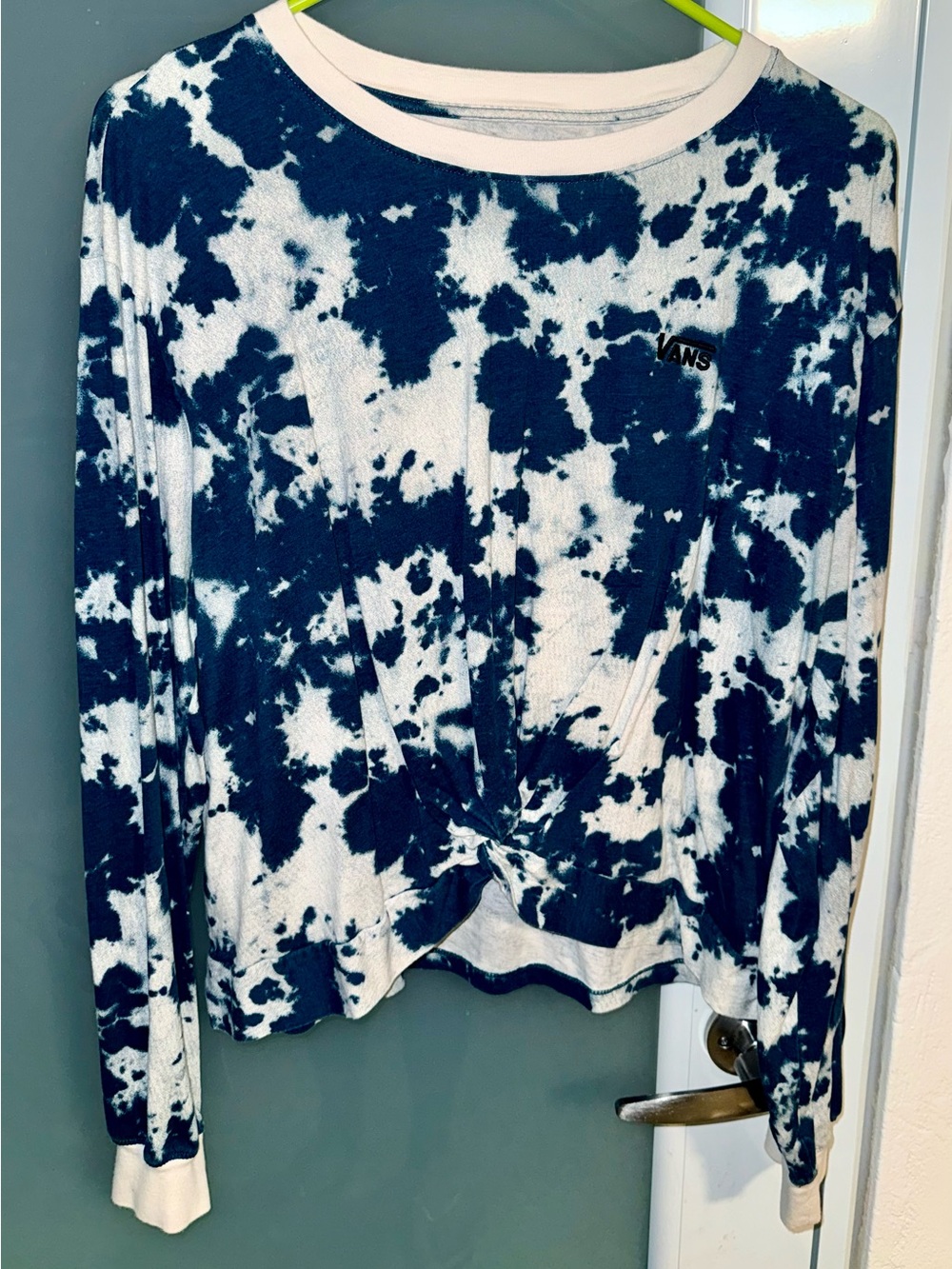 Vans Navy & White Tie-Dye Knotted Long Sleeve Top